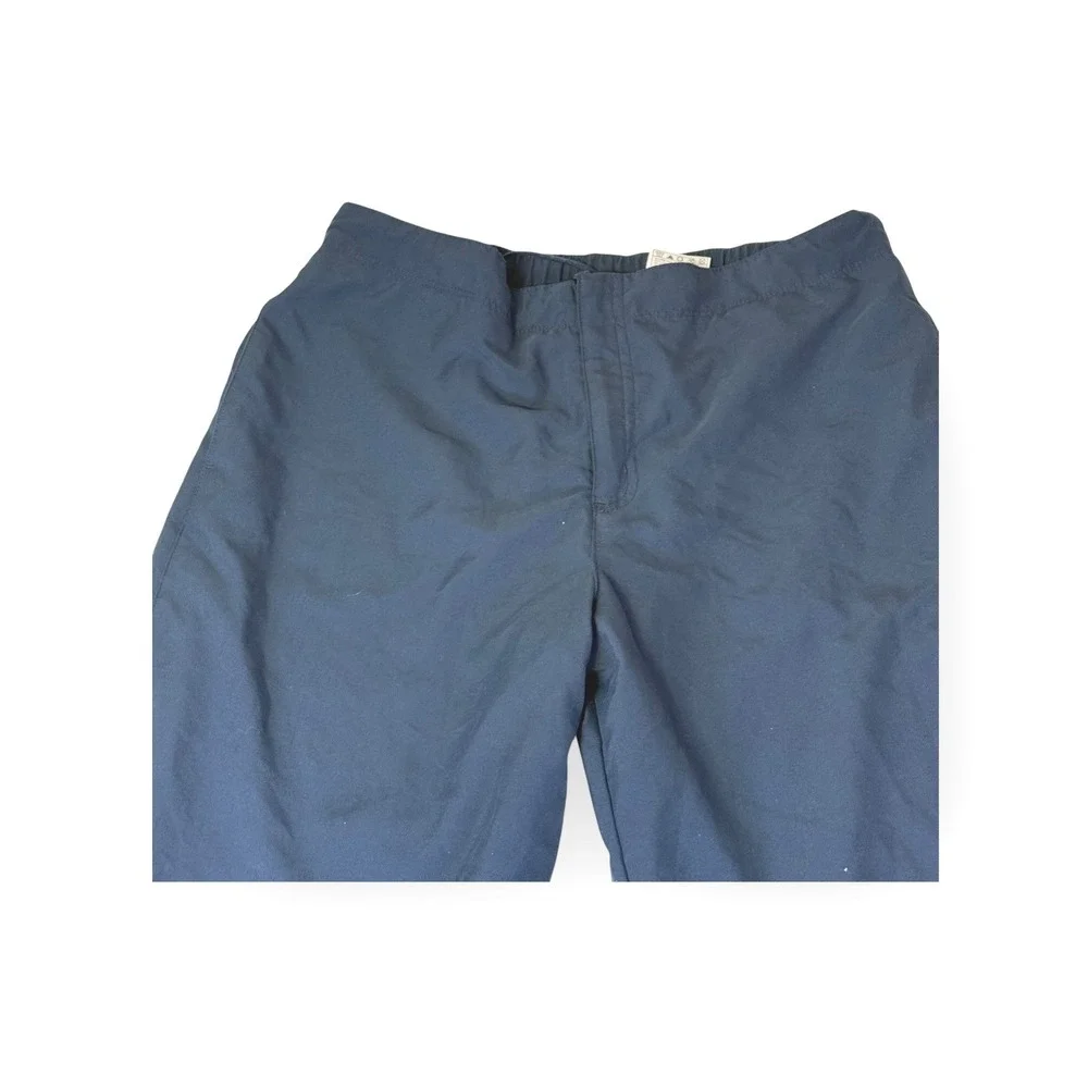 Nike Blue Nylon Athletic Track Pants Joggers Logo Swoosh‎ Pockets Size S Button